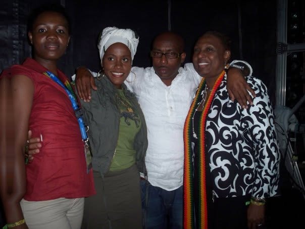 Kadine Reynolds at Reggae University, Rototom Sunsplash, Osoppo, Italy, 2008, with Clifton Specialist Dillon, the Hon. Olivia Babsy Grange, and Etana